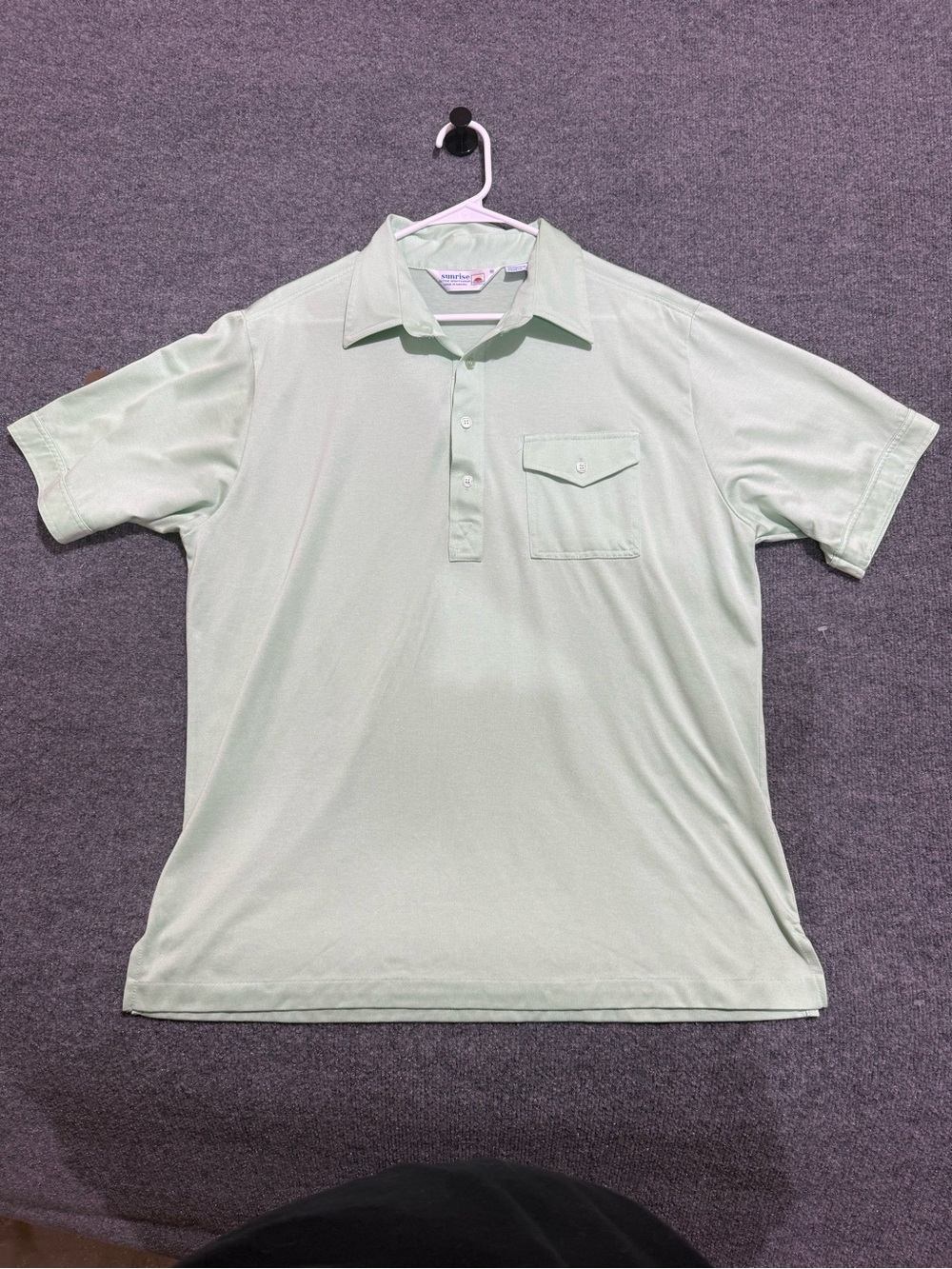 Vintage Men's Short Sleeve Polo with Chest Pocket in Light Mint
